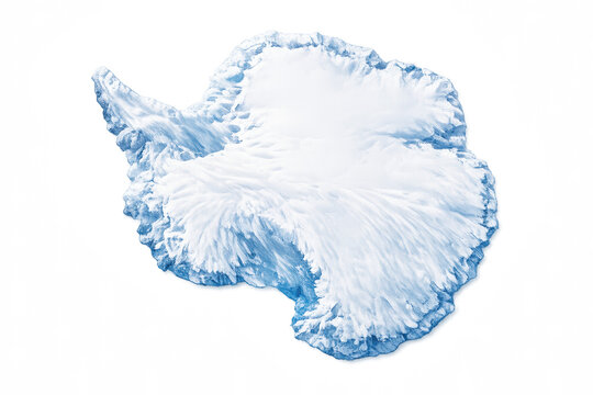 Antarctica map in detailed 3d effect with icy texture on gray background