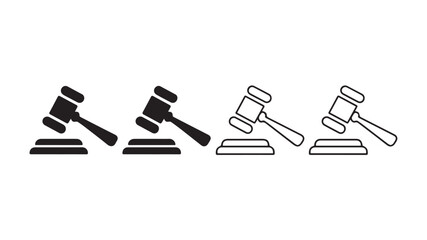 Gavel icon set. judge gavel icon vector. law icon vector. auction hammer