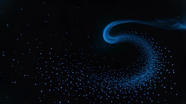 Stunning blue comet with glowing tail in dark space