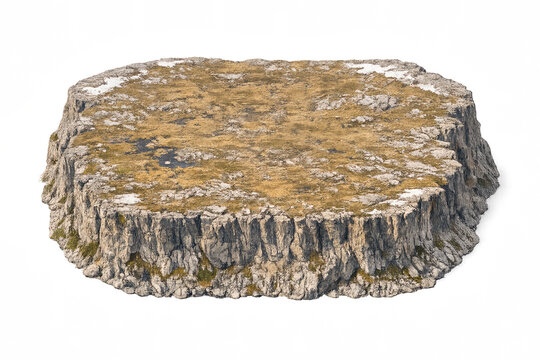 Realistic high plateau with rocky terrain and sparse vegetation