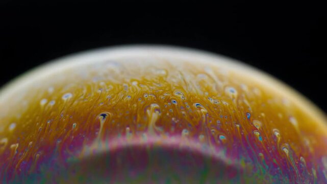 Extreme Close-up of Soap Bubble Popping - Instant Surface Retraction in Super Slow Motion
