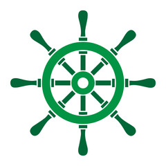 Obraz premium green ship steering wheel