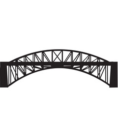 Fototapeta premium Black arched bridge silhouette icon isolated on white background.