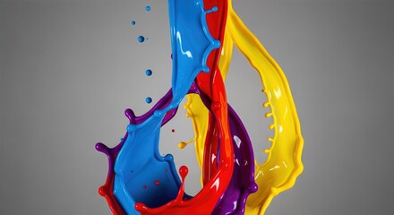Abstract paint droplets frozen mid splash isolated on contrasting background dynamic creativity concept 