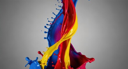 Abstract paint droplets frozen mid splash isolated on contrasting background dynamic creativity concept 