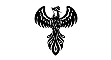 Naklejka premium Elegant black phoenix silhouette on white background graphic design