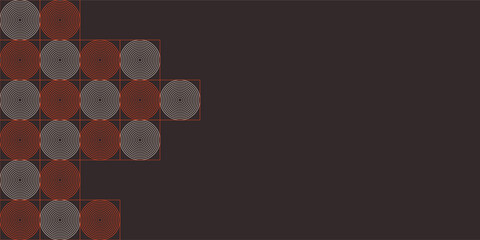 Abstract creative background, web banner. Abstract geometric shapes composition. Color background. Square tiles with circles inside. Vector color illustration.