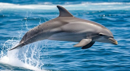 Graceful Dolphin Leaping from Crystal-Clear Ocean Water &ndash; High-Quality Image