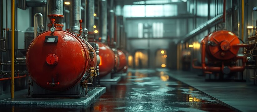 A boiler room. An illustration on the theme of production and workshops, industry, and machinery.