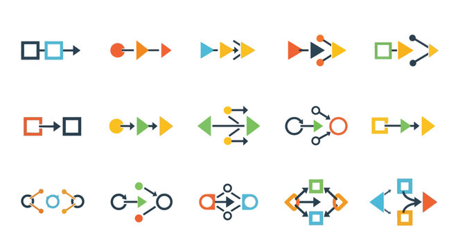 Collection of colorful flowchart and process diagrams.