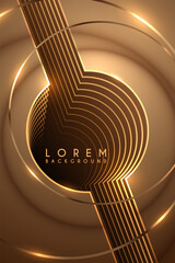 Golden circle lines background with light effects