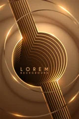 Fotobehang Restaurant Golden circle lines background with light effects  © d1sk