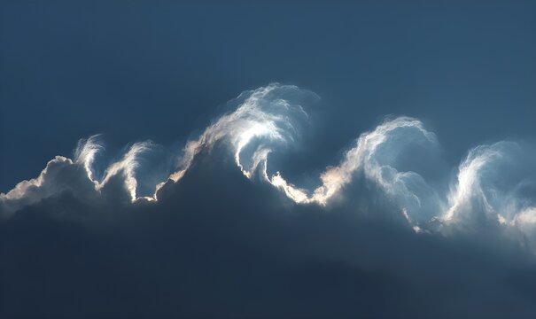 Kelvin Helmholtz Wave Clouds Rolling Like Ocean Waves Across Dramatic Sky