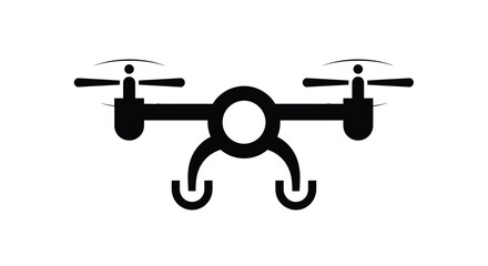 Simple black and white graphic icon representing a quadcopter drone in minimalist outline style