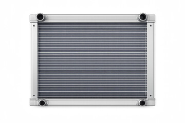 Fototapeta premium Realistic metal radiator with tubes on dark background