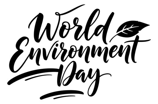 World environment day calligraphy lettering with leaf icon