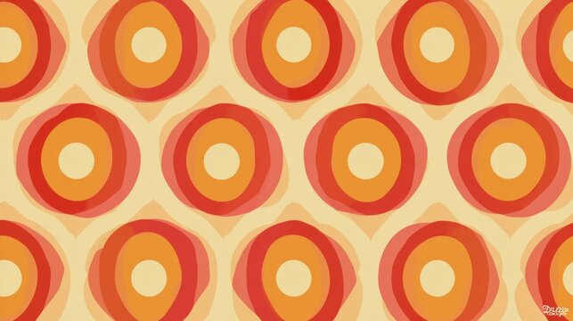 Retro circular pattern with overlapping orange and red circles.