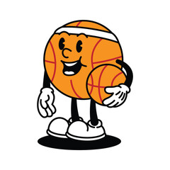 Retro Basketball Character Holding a Smaller Ball. © Monstar Studio