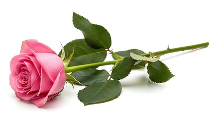 A pink rose on a white background