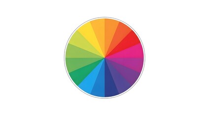 Obraz premium A colorful circular graphic displaying a vibrant spectrum of colors arranged in a harmonious gradient on a plain background