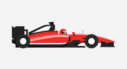 Naklejka premium Flat Simple Illustration of Red Formula Racing Car Single Isolated