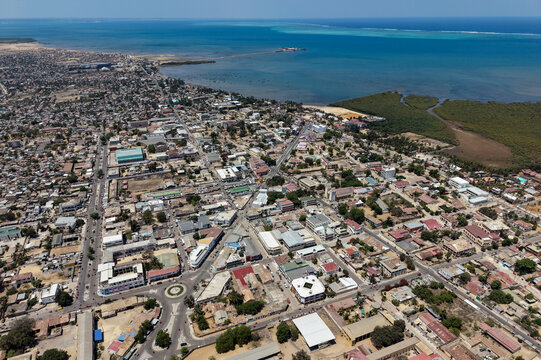 Aerial Drone View of Toliara (Tul&eacute;ar), Southwest Madagascar Coastline
