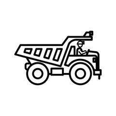 Naklejka premium Mining dump truck icon with operator for industrial transport