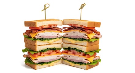 Delicious stacked sandwiches with various toppings
