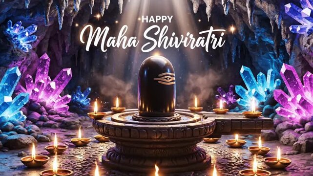 Maha Shivaratri 2026 Spiritual Poster with Lord Shiva Meditating and Sacred Trident Trishul Vector Illustration. 