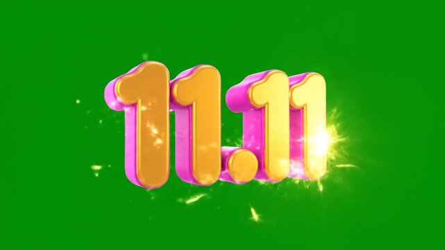 Golden 1111 Text Animation Green Screen.