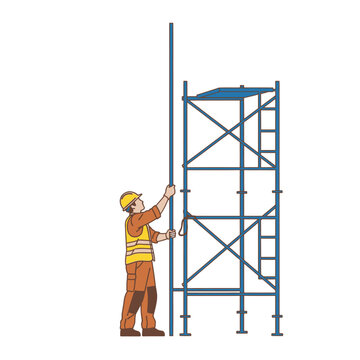 Scaffolding rigger erecting a metal support structure