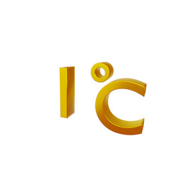 1&deg;C. Temperature degrees celsius text isolated on white background. 3d render.
