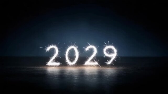 Fireworks display marking the new year in 2029