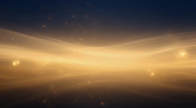Ethereal Golden Lightscape with Dust Particles and Gradient Hues, A Mystical Scene