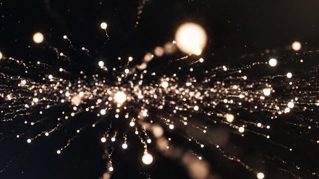 A bright light explodes in space, emitting sparks and particles across the galaxy, with a stunning display of celestial activity in the background, possibly used for a science or astronomy concept