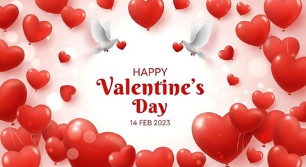 Celebrating love with a festive valentine's day heart and dove design.