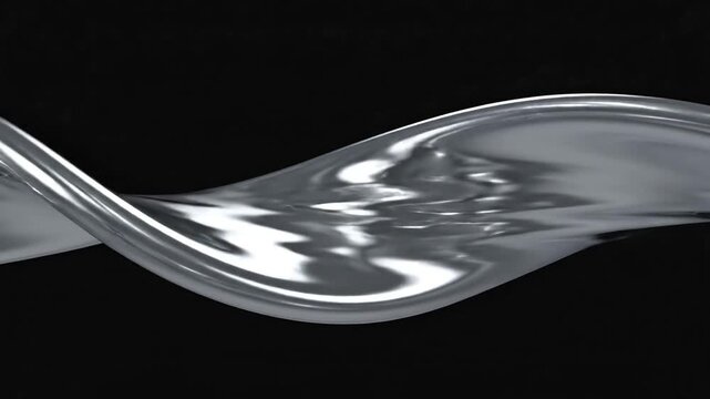 Abstract silver liquid swirl against a black background a dynamic and modern design element perfect for tech branding futuristic concepts or elegant visual backgrounds