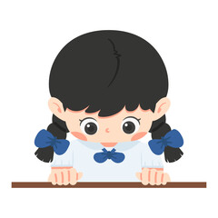 Thoughtful Schoolgirl In Uniform Looking Downward