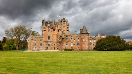 Glamis castle in scotland on a summer day