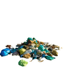 A pile of colorful, discarded plastic waste