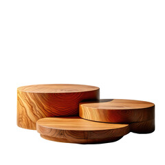 Three tiered wooden platforms, isolated on black