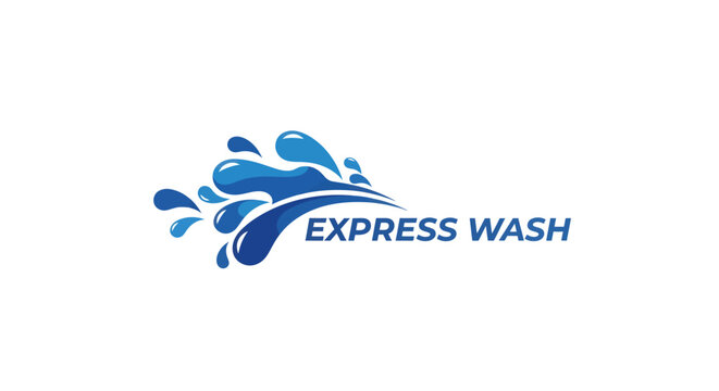 Express Wash logo with dynamic blue water splash design.