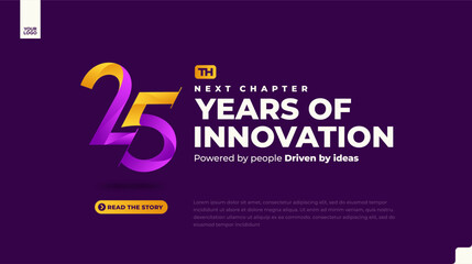 25th anniversary colorful gradient corporate banner on dark background with modern minimal number