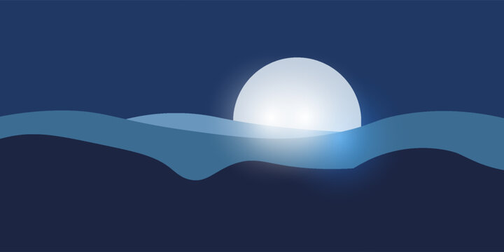 moon vector behind wave silhouette mousepad size eps 10.