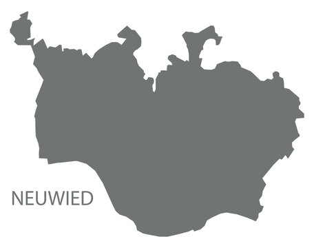 Neuwied city map with boroughs grey illustration silhouette shape
