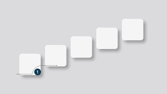 animated video of business infographics rectangle shape 5 and 7 steps, multicolor table for workflow, presentation, 4k animation