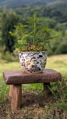 Christmas tree in a flower pot