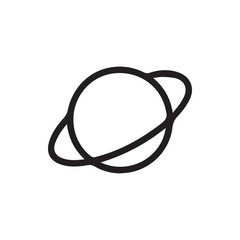 Minimalist Black Line Art Planet Icon On A Clean White Background © Oxsvge