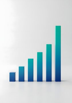 A bar chart with blue and green bars showing a gradual increase in values.