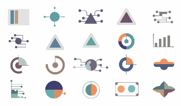 Collection of data visualization and infographic elements flat design vector illustration